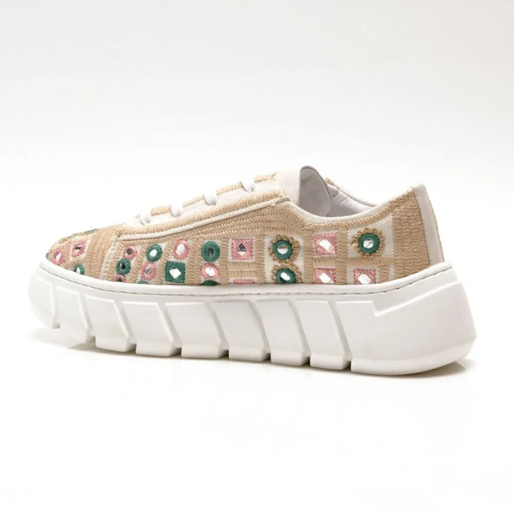 FREE PEOPLE Catch Me If You Can Crochet Sneakers Shoes/ White Mirror Combo